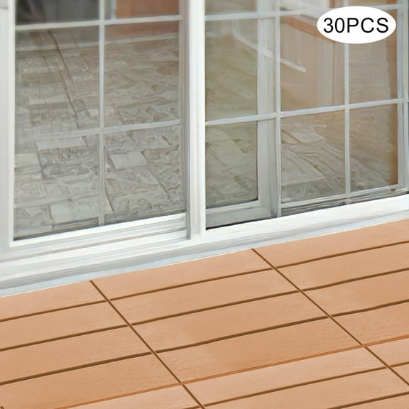 30X Plastic Interlocking Deck Tiles Dark Wood Grain Outdoor Patio Pavers 12"x12"