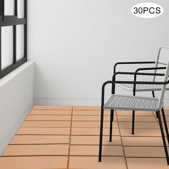 30X Plastic Interlocking Deck Tiles Dark Wood Grain Outdoor Patio Pavers 12"x12"
