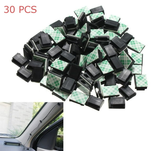 30X Self Adhesive Wire Clip Black Car Tie Rectangle Cable Holder Mount Clamp