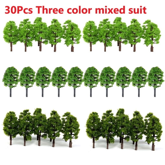 30X Train Railroad 3.5cm Model Trees Mixed set Miniature Landscape Scenery