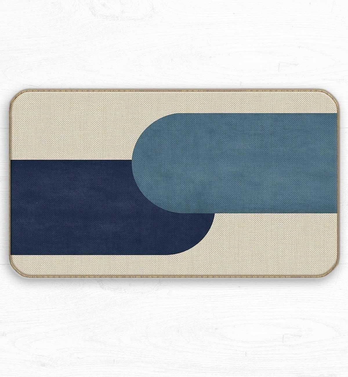 30X17 Inch Half-Circle Color Block- Navy Blue Boho Mid Century Modern ...