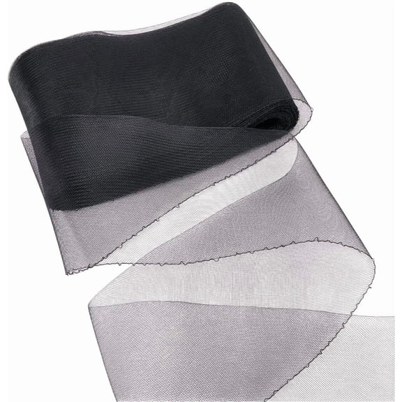30Yards Black Horsehair Braid Thread Edge Fabric 6.3inch Wide Pleated Mesh Ribbon Polyester Fabric Netting