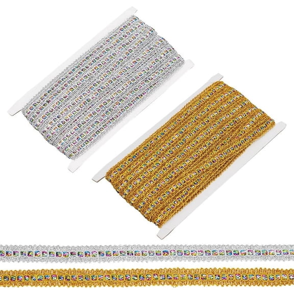 30Yards Gimp Braid Trim 2 Colors Sparkle Scroll Braid Lace Ribbon Filigree DIY for Sewing Crafting Polyester Flat Fabric Lace Ribbon DIY for Clothes Curtain Scrapbooks Gift Wrapping 5/8 Inch Wide