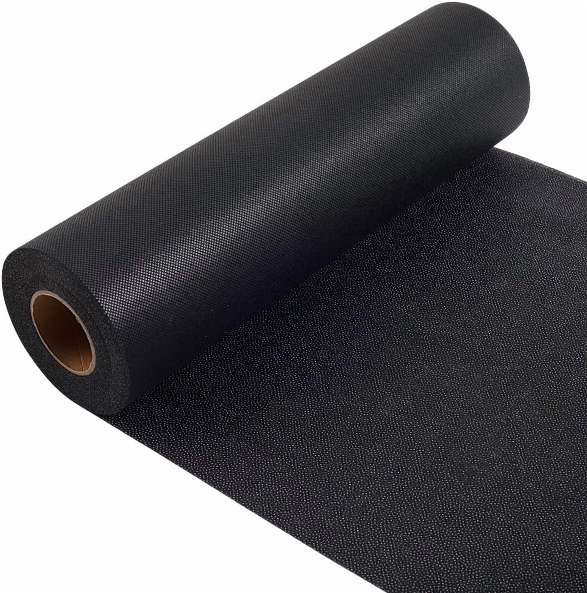 30Yd x 11.8'' Black Iron on Fusible Interfacing Fabric Textiles Polyester Single Sided Interfacings for DIY Crafts Supplies Non Woven Covering Stitch for Sewing Quilting CraftingBlack