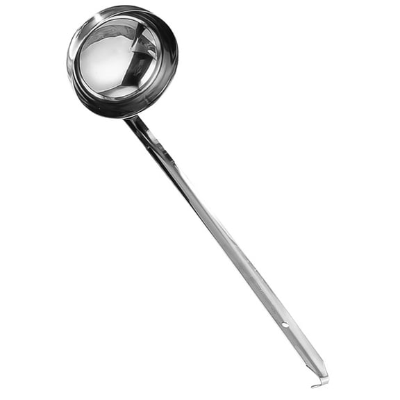 30cc Stainless Steel Ladle with Hook Long Handle Ounce Spoon Kitchen Soups Ladle Heavy Duty Cooking Pouring Ladle for Home Restaurant