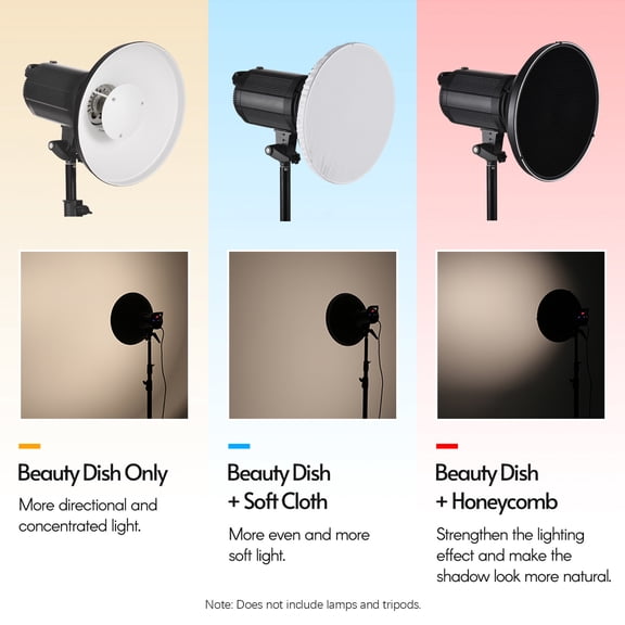 30cm/11.8in Standard Reflector Beauty Dish Mount With White Diffuser Reflector Grid For Studio Portrait Photography Strobe Flash Light