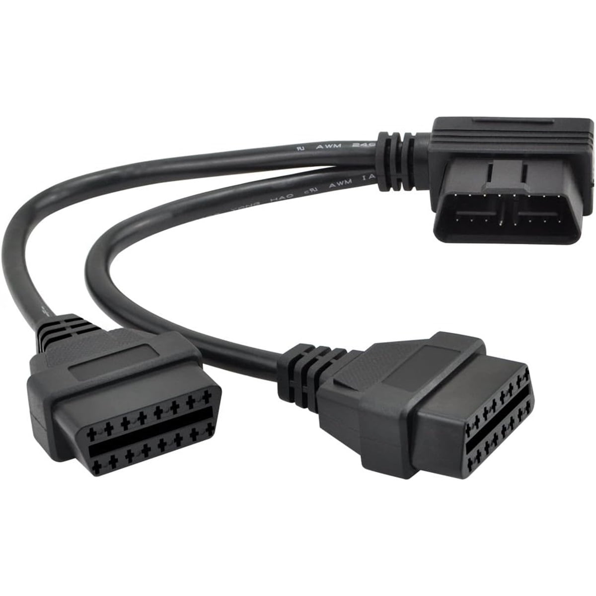 OBD2 Right Angle Splitter Cable - 1 Male To 3 Female Diagnostic Extender 1.6ft
