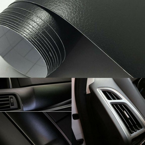 30cm*150cm Leather Texture Car Vinyl Wrap Sticker Car Interior Decal Film Black