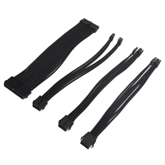 30cm 4-Pack 18AWG Nylon PSU Extension Cables - 24-Pin ATX, 4+4-Pin CPU, Dual 6+2-Pin PCIe with Cable Combs 4PCS 30cm nylon