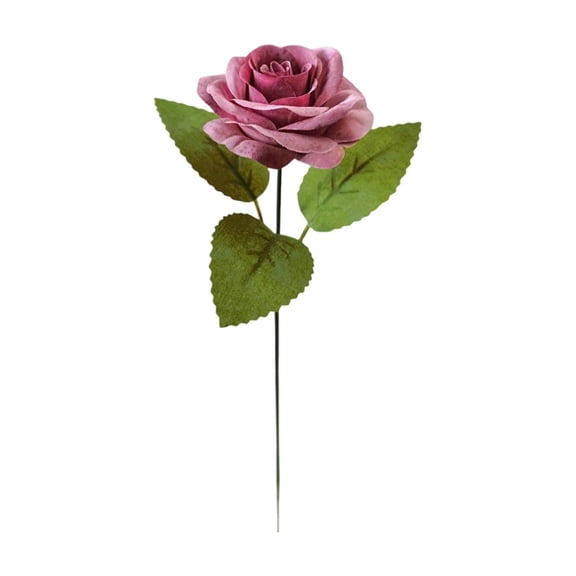 30cm Artificial Rose Twig w/ Leaves - Faux Flower Singles for Wedding Bouquet & Home Decor - 11.81in Plastic Floral Accent in Pink