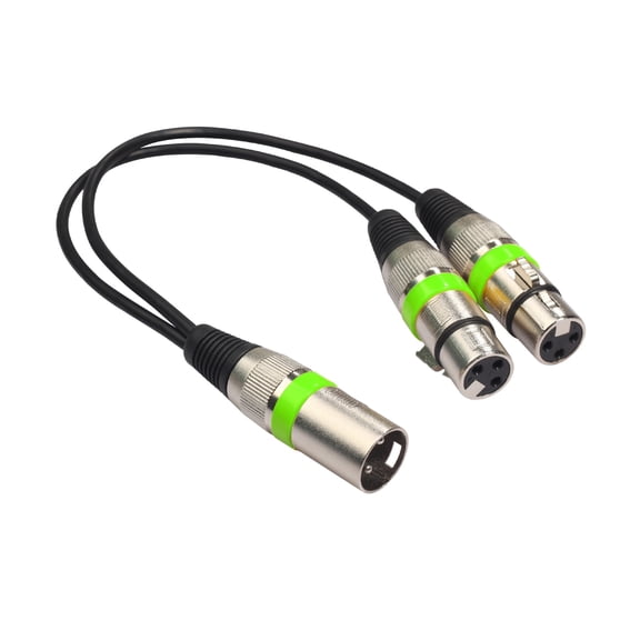 30cm Audio Cable Anti-winding Balanced Transmission Zinc Alloy 2 in 1 XLR Male to XLR Female Audio Extension Cord for Sound Console,Green