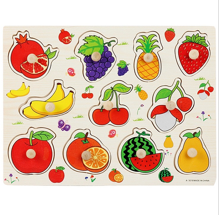30cm Baby Toys Montessori Wooden Puzzle Hand Grab Board Educational ...