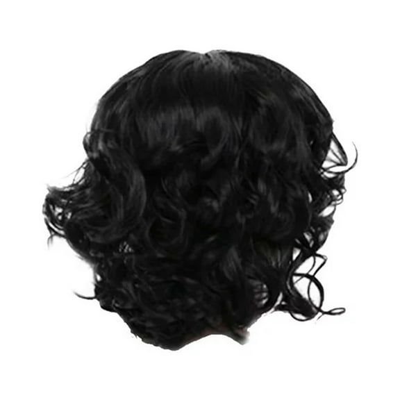 30cm Black Female Short Curly Wigs, Synthetic Fiber, African-Style Texture, Natural Look, Daily/Wedding/Party Hairstyle Accessory