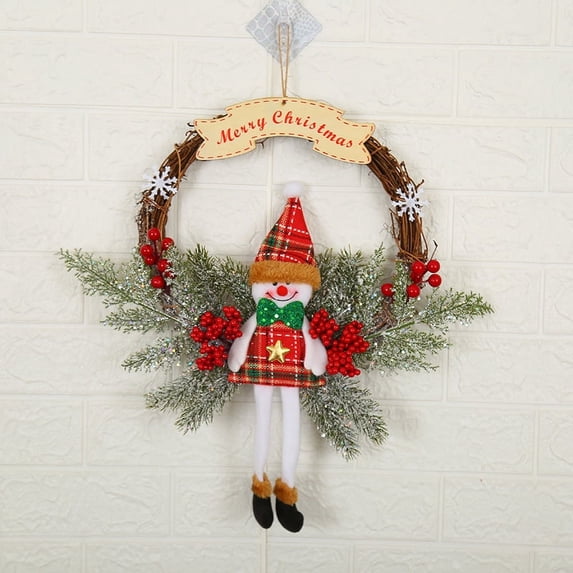 30cm Christmas Door Wreath for Home Decor,Christmas Wreaths for Front Door Artificial Holly Leaves Wreath Christmas Decor Outdoor Indoor A12