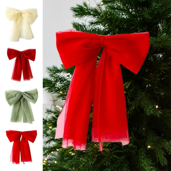30cm Christmas Snow Gauze Bow, Lightweight Festive Bow for Christmas Tree Garland Gift Wrapping, Soft Holiday Decor Ornament for Xmas Party Home Indoor Outdoor Cabinets Christmas, by Ukhbmc