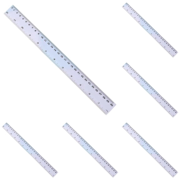 30cm Clear Plastic RulerDual cale Measuring Tool with Inch and Metric Markings for Math ClassGeometry Lessons and Office Use 5PCS
