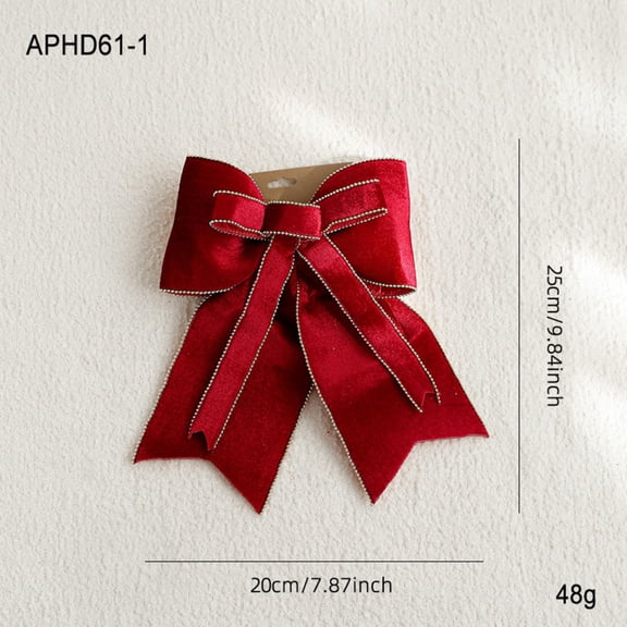 30cm Double Layer Velvet Red Christmas Bow Christmas Tree Top Bow Outdoor Decorations Wedding Hanging Pendant New Year Ornament