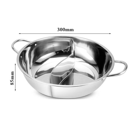 30cm Hot Pot Twin Divided Stainless Steel 30cm Cookware Hot Pot Ruled Compatible- Kitchen, Dining & Bar