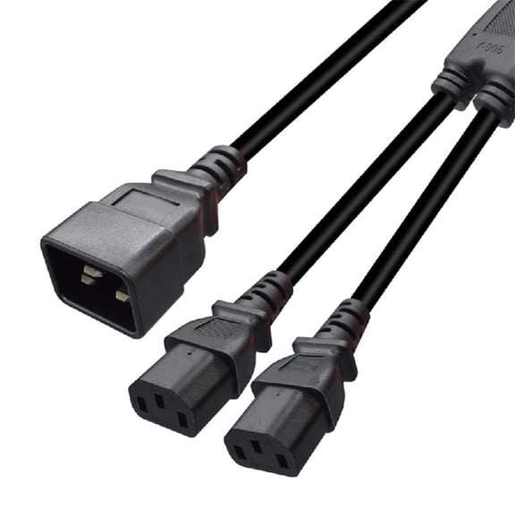 30cm IEC320 C20 Male to Double C13 Female Conversion Adapter Cable Line Black