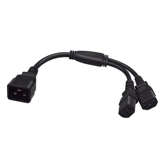 30cm IEC320 C20 Male to Double C13 Female Conversion Adapter Cable Line Black