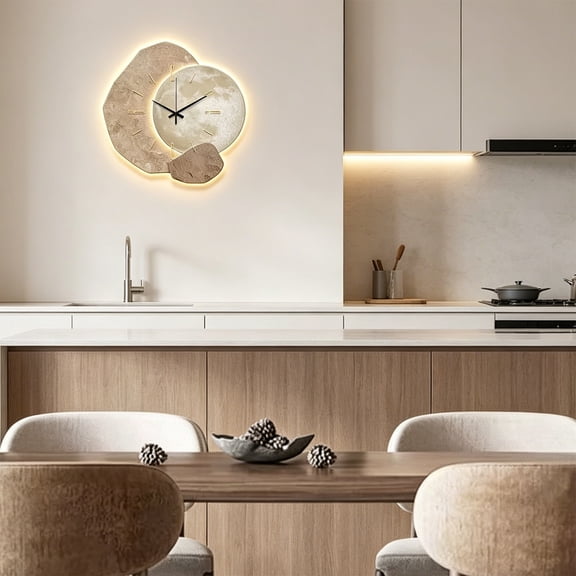 30cm LED Lighted Modern Wall Clock, Silent Non-Ticking Quartz Art Clock, Irregular Luminous Decor Clock for Dining Living Room Home Decor