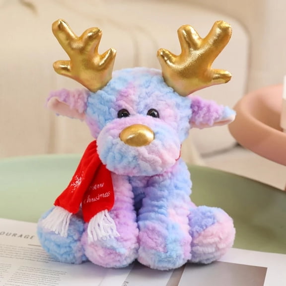 30cm Lovely Reindeer Plush Toys Kawaii Christmas Deer with Scarf Dolls Stuffed Soft Pillow for Christmas Decoration Gift