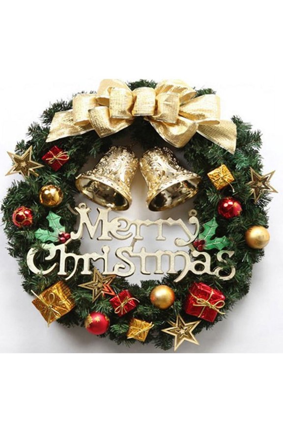 30cm Merry Christmas Wreath,Christmas Tree Round Bell Decors Door Wall Xmas Decorations