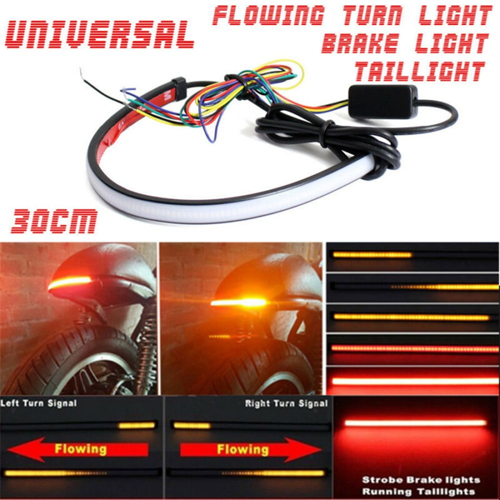 30cm Motorcycle Flowing Tail for DRL Brake Turn Signal LED Strip Lights Waterproof