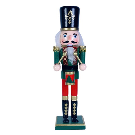 30cm Nutcracker Figurine Collectible Gift Ornament Traditional Sculpture for Parties Bedroom Room Shop Window Holiday , Green