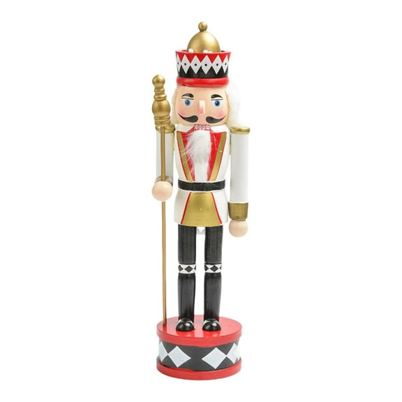 30cm Nutcracker Soldier Figurine Collectible Scene Layout Accessories Ornament Traditional Statue for Parties Living Room , White