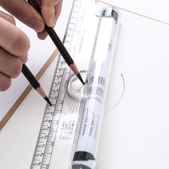 30cm Parallel Ruler Multifunctional Drawing Parallel Rolling Push Ruler Protractor Scale Ruler