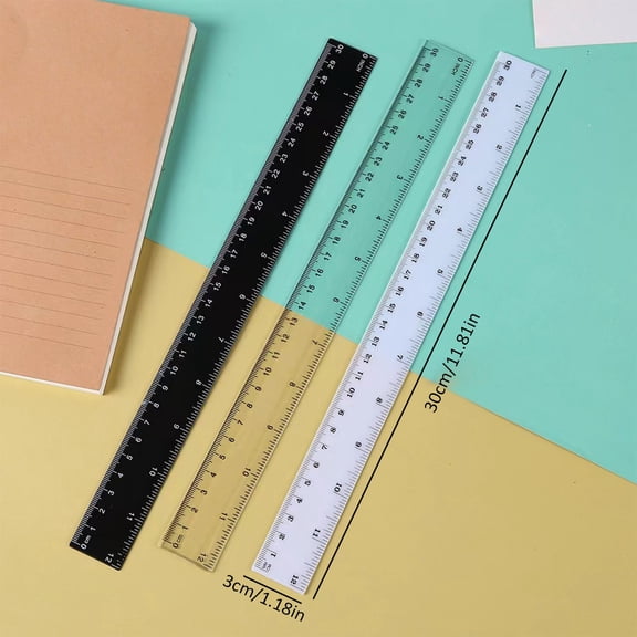 30cm Plastic Ruler - Clear Measuring Ruler with Centimeter Scale - Straight Edge Ruler for Office office Measuring - Precision Drawing Tool