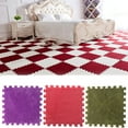 thumbnail image 1 of 30cm Plush Puzzle Foam Floor Mat for Kids- Thick Interlocking Fluffy Tiles with Border Square Rug Split Joint Soft Climbing Carpet Mats Shaggy Area Rug for Room Floor, 1 of 7