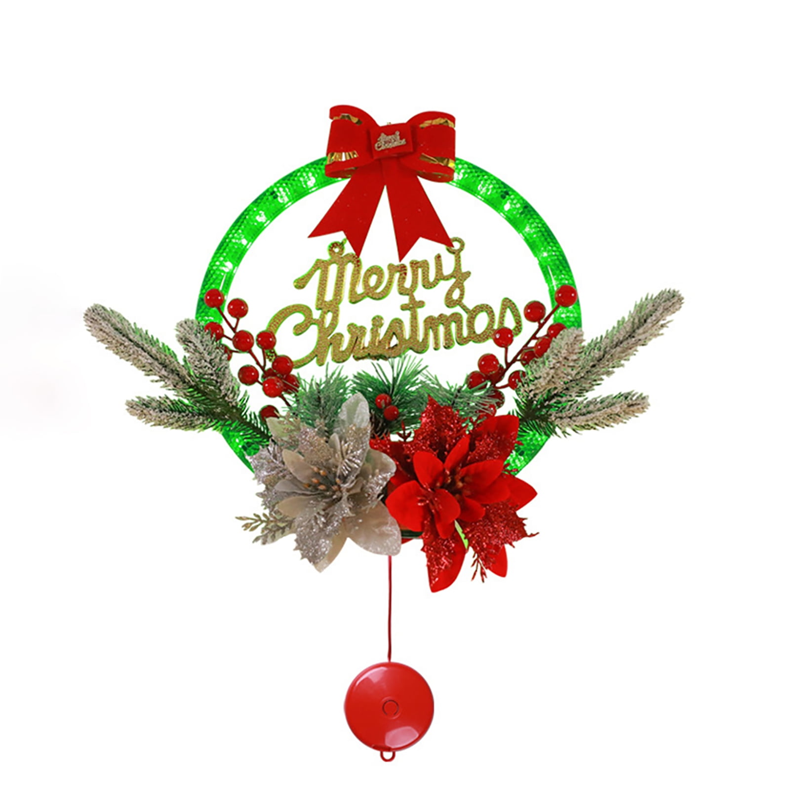 30cm Reusable Christmas Wreath with LED Lights Battery Powered