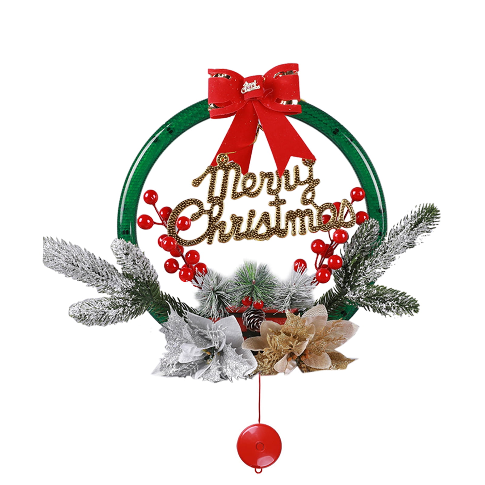 30cm Reusable Christmas Wreath with LED Lights Battery Powered