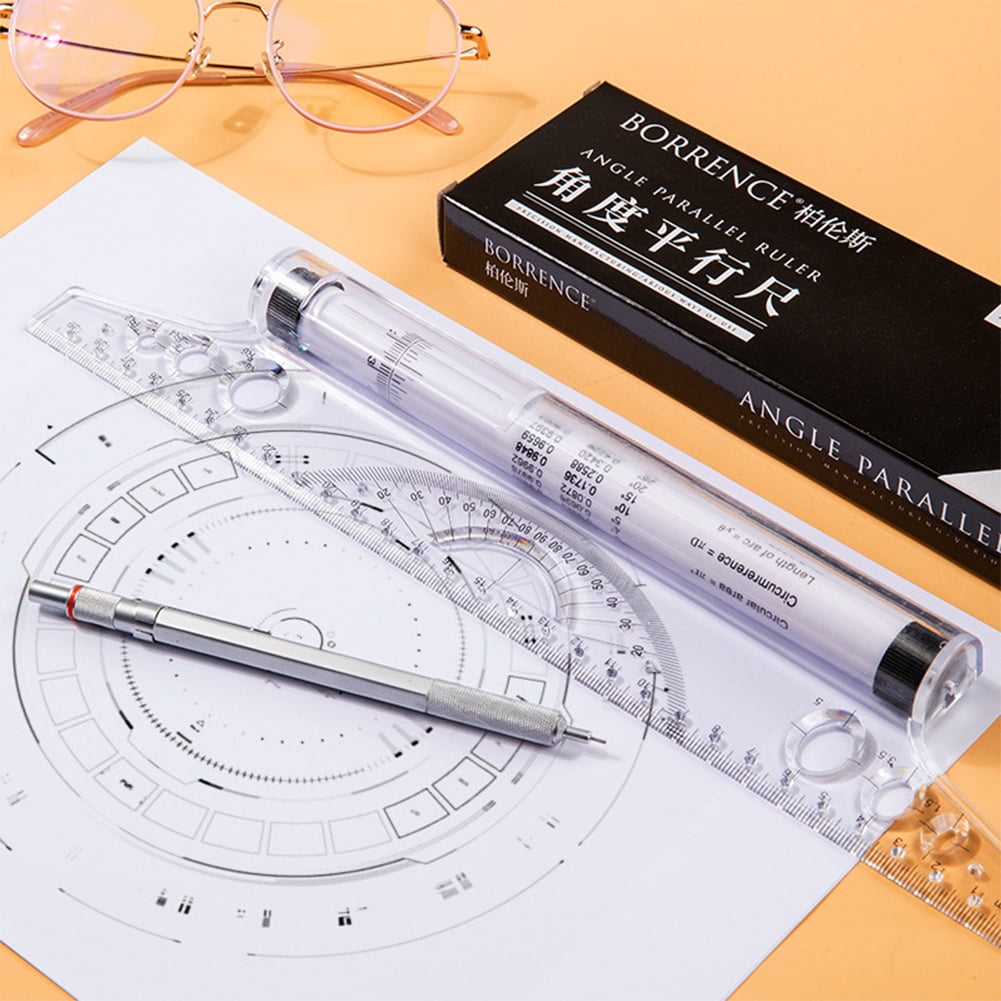 Metal Ruler 2 Pieces Plastic Measuring Rolling Ruler, Parallel Rolling ...