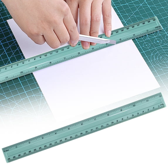 30cm Straight Plastic Ruler, 12 Inch Dual Scale Measuring Tool for Drafting, Engineering and DIY Layout Work