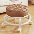 thumbnail image 1 of 30cm Swivel Wheel Low Stool, Mobile Living Room Seat, Movable Ottoman Footrest, with Casters for Easy Maneuver, for Home Shoe Changing Craft Work, Portable Stool, Brown, 1 of 6
