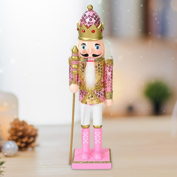30cm Tall Standing Christmas Nutcracker Figurines for Festival Desktop Party Pink