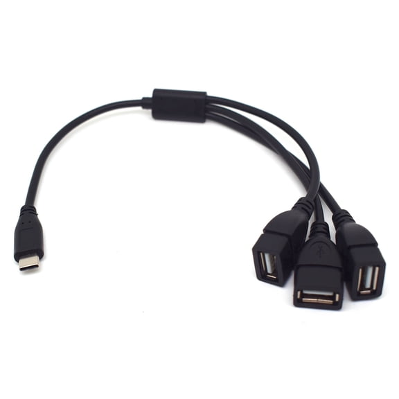 30cm USB-C Splitter Cable, Type-C Male to 3 USB-A Female 3 Port Hub Extension Cord, Data & Charging Adapter for Phone, Tablet, Laptop, Keyboard, Flash Drive