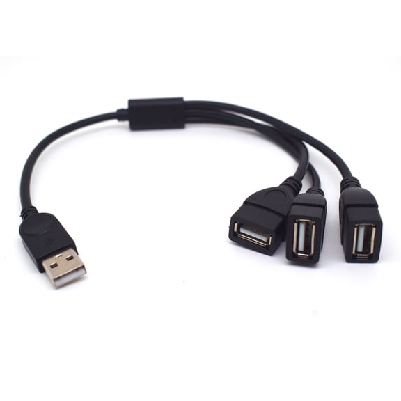 30cm USB Splitter Cable, USB-A Male to 3 USB-A Female 3 Port Hub Extension Cord, Data Sync & Charging Adapter for PC Laptop Keyboard Mouse