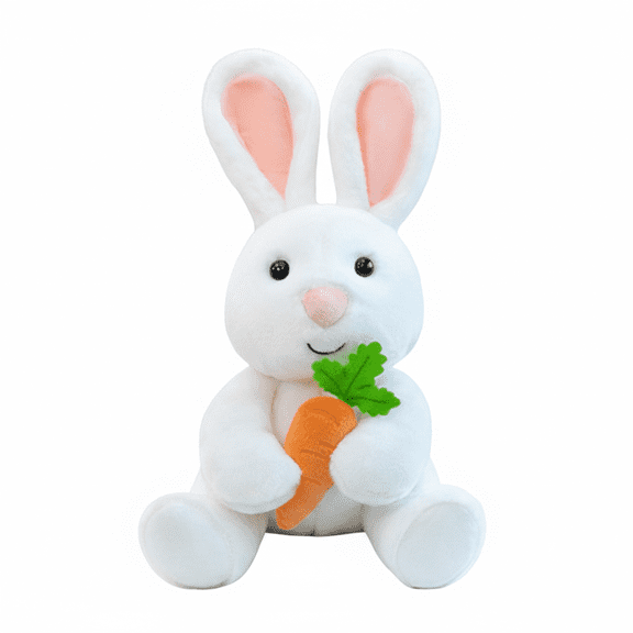 30cm White Bunny Plush Toy with Carrot, Soft Stuffed Rabbit for Kids and Nursery Decor