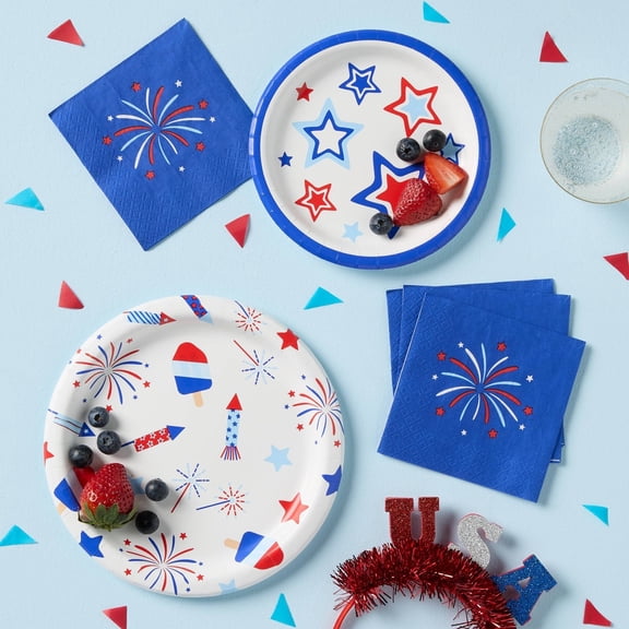 30ct 4th of July USA Firework Beverage Napkins - Spritz