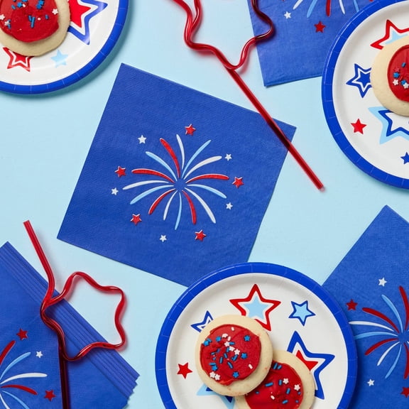 30ct 4th of July USA Firework Lunch Disposable Napkin - Spritz