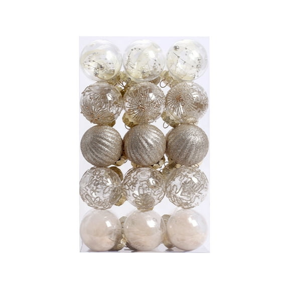 30ct Christmas Ball Ornaments-60mm/2.36" Shatterproof Clear Plastic Xmas Balls Baubles Set with Stuffed Delicate Sparkling, Hanging Christmas Tree Decorations
