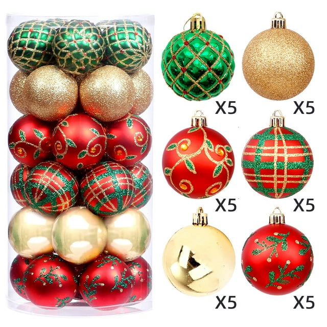30ct Christmas Ornaments Tree Decorations, 2.36 Inch Christmas Ball