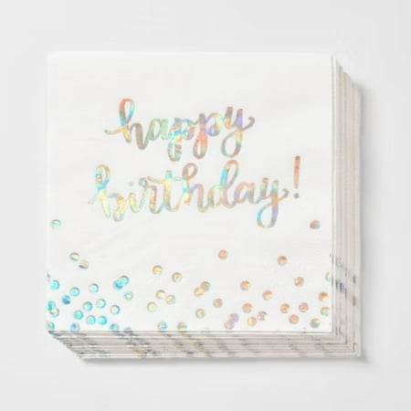 30ct Happy Birthday Lunch Napkins - Iridescent Sparkle Party Decor & Supplies