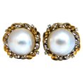 thumbnail image 1 of .30ct Natural Diamonds Mabe Pearl Earrings 14kt, 1 of 7