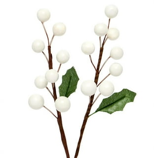 LLLY 3Pcs Artificial White Berries Stems Christmas Berry Branches for  Flowers Arrangements and Home DIY Crafts Fake Snow Tree Decorations