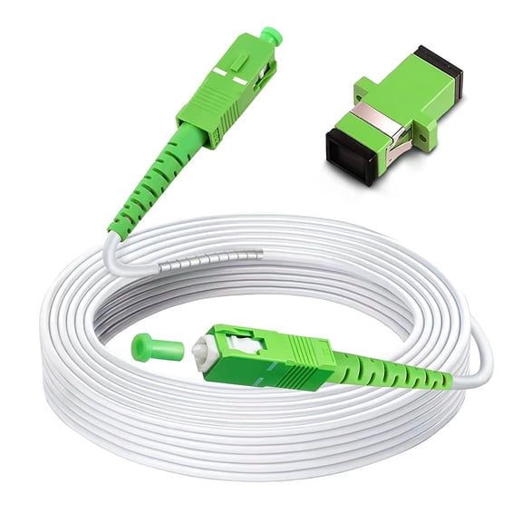 30ft (10 Meters) SC/APC to SC/APC Fiber Optic Internet Cable, Armored Single Mode Patch Cable, Fiber Optic Jumper Optical Patch Cord - SIMPLEX - 9/125um - OS1/OS2 Compatible, LSZH White